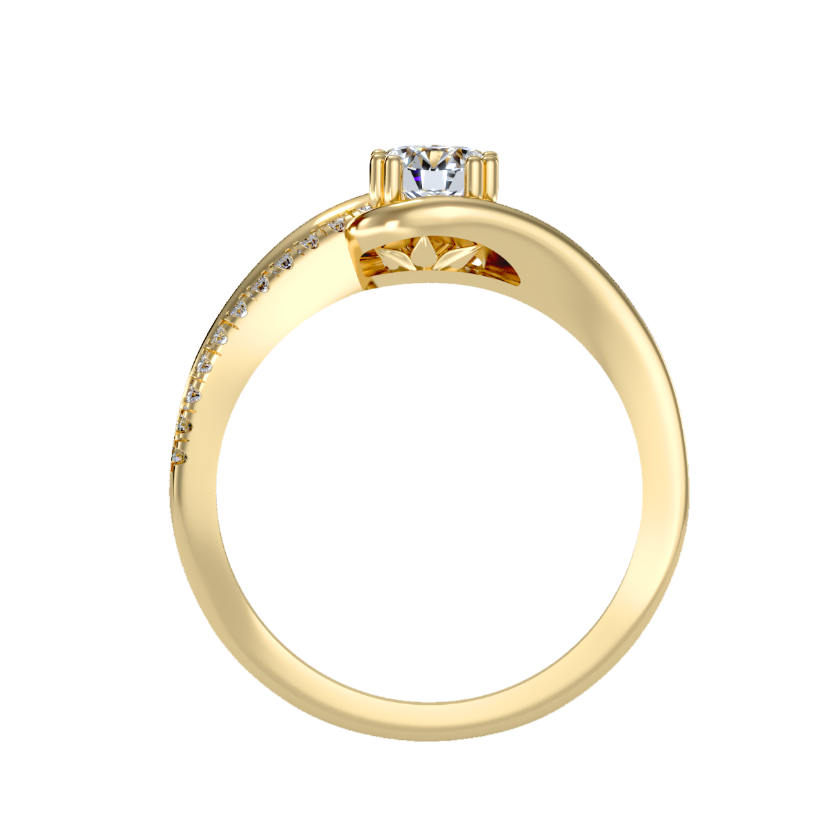 Solitaire ring with accent stones .74 ct