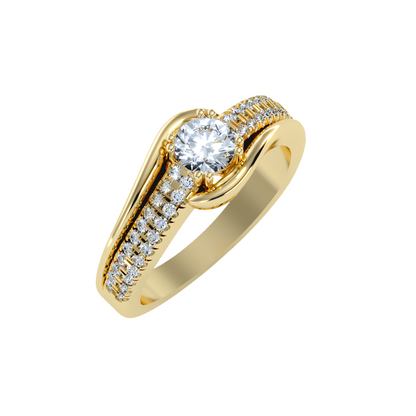 Solitaire ring with accent stones .74 ct