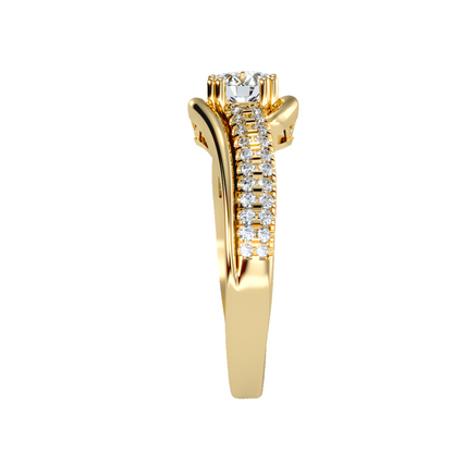 Solitaire ring with accent stones .74 ct