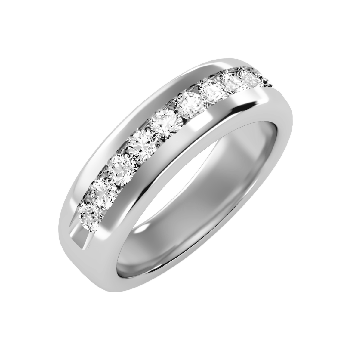 Contoured wedding band with accents 1.01 ct