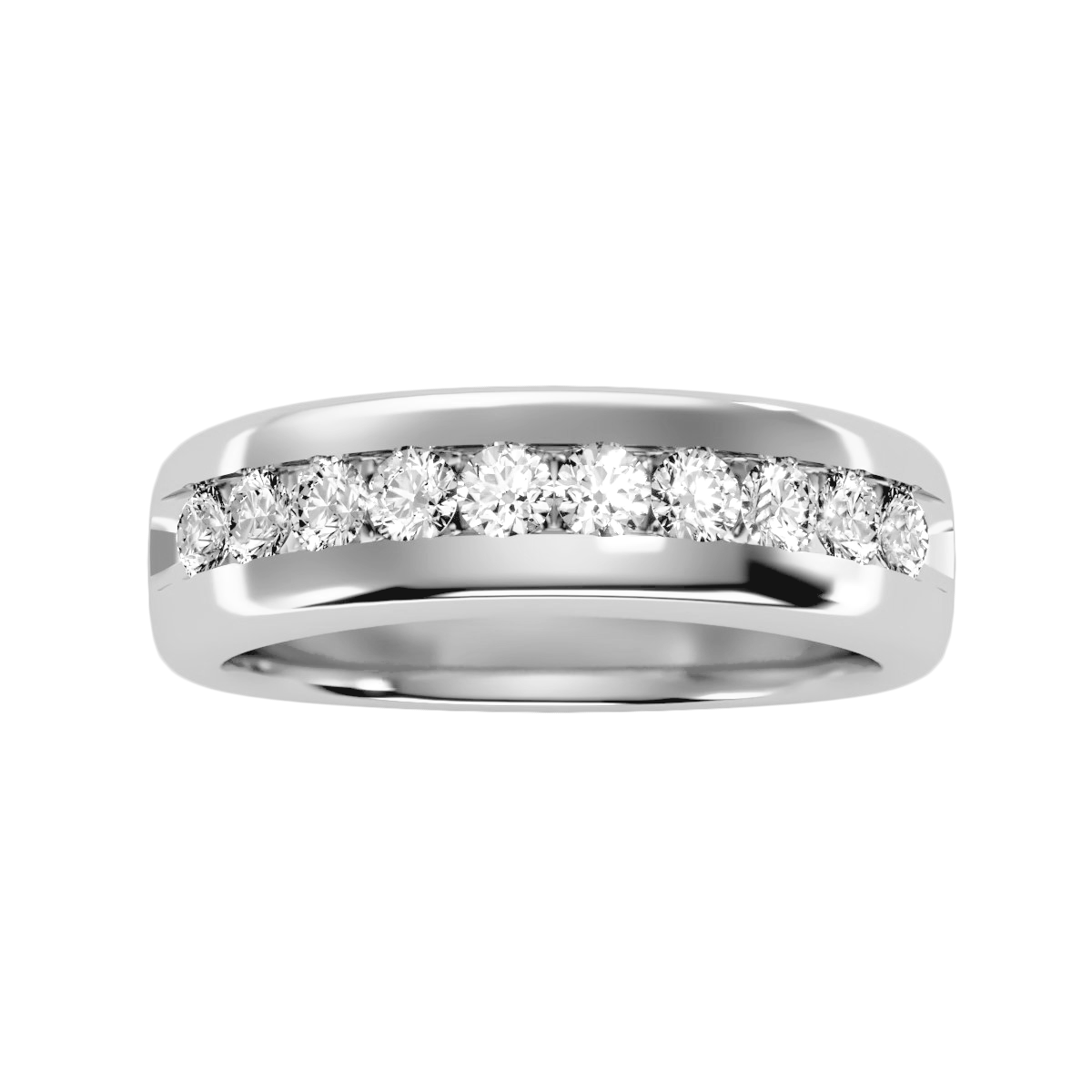 Contoured wedding band with accents 1.01 ct