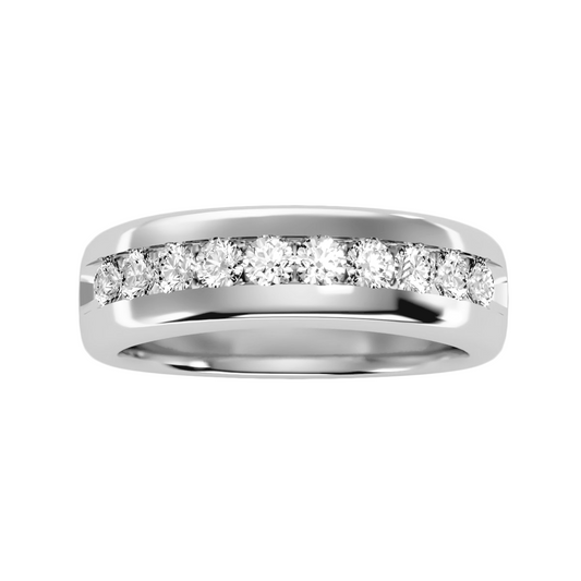 Contoured wedding band with accents 1.01 ct