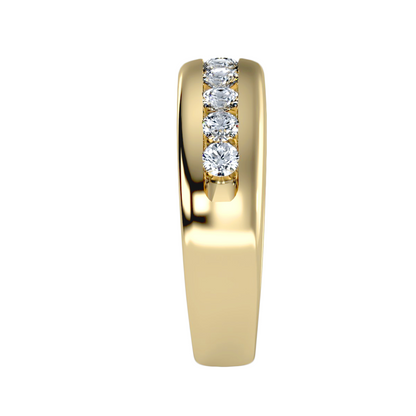 Contoured wedding band with accents 1.01 ct