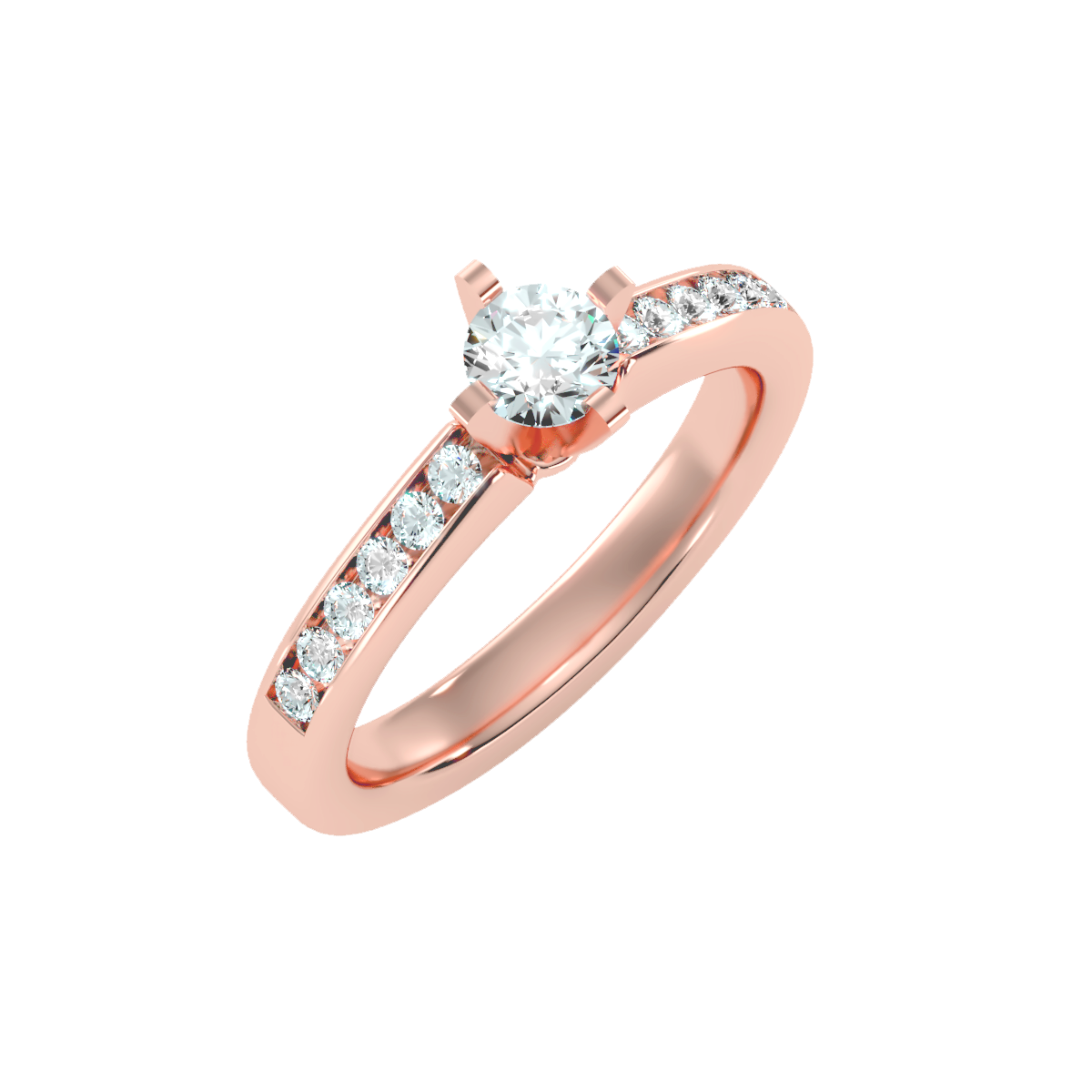 Solitaire ring with accent stones .79 ct