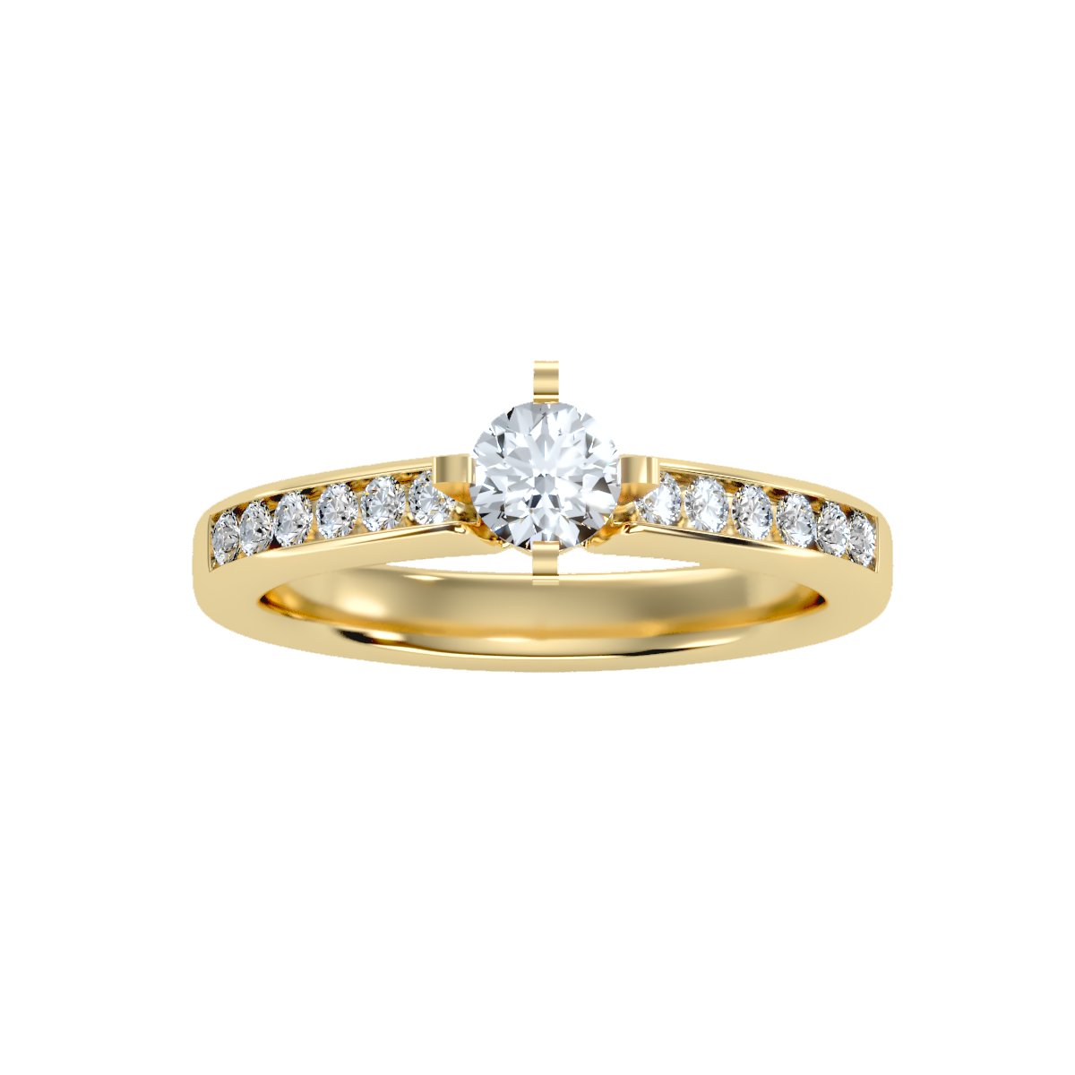 Solitaire ring with accent stones .79 ct