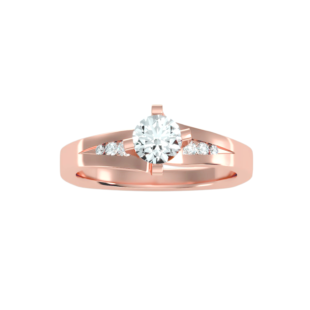 Solitaire ring with accent stones .67 ct