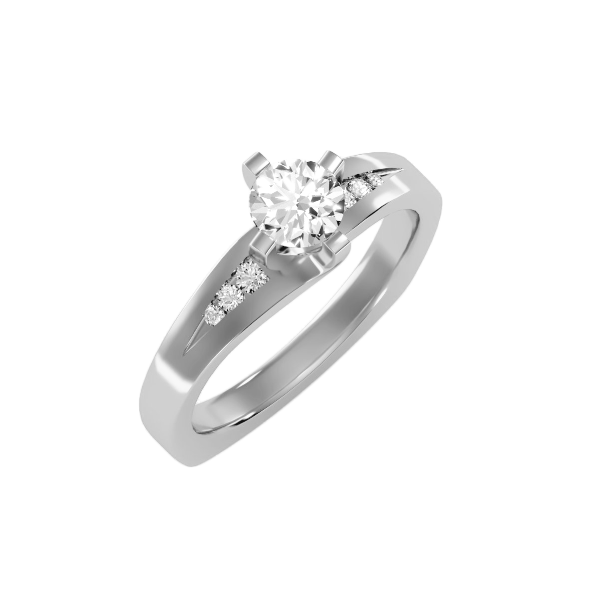 Solitaire ring with accent stones .67 ct