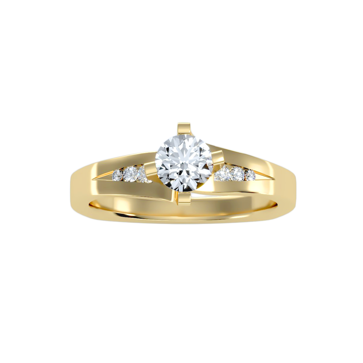 Solitaire ring with accent stones .67 ct