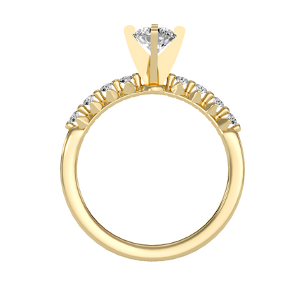 Solitaire ring with accent stones .70 ct