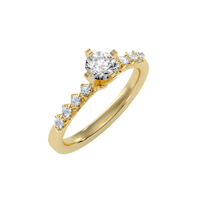 Solitaire ring with accent stones .70 ct