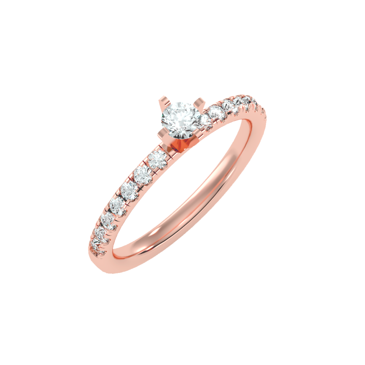 Solitaire ring with accent stones .56 ct