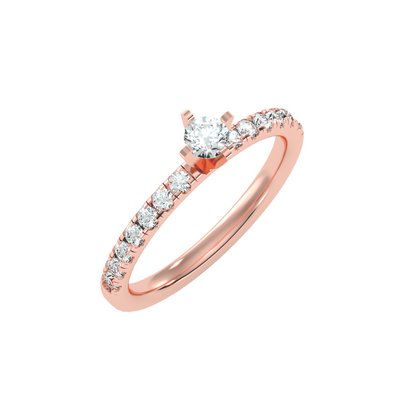 Solitaire ring with accent stones .56 ct