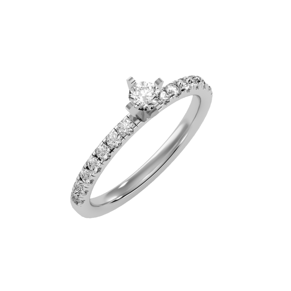 Solitaire ring with accent stones .56 ct
