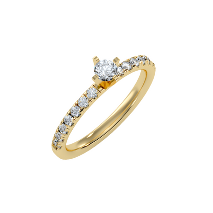 Solitaire ring with accent stones .56 ct