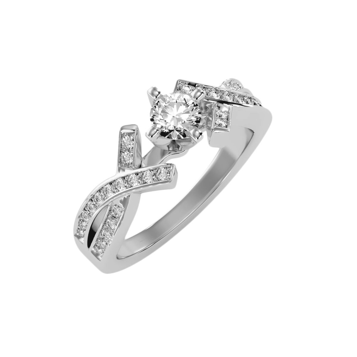 Solitaire ring with accent stones .94 ct