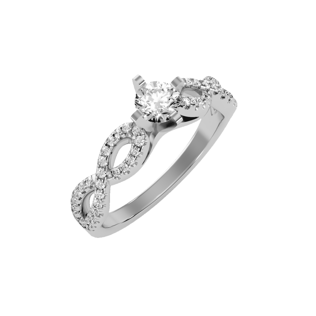 Solitaire ring with accent stones .79 ct