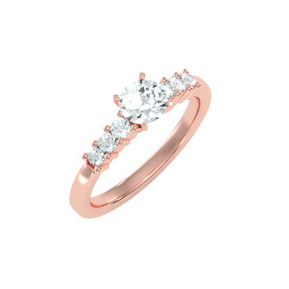 Solitaire ring with accent stones .87 ct