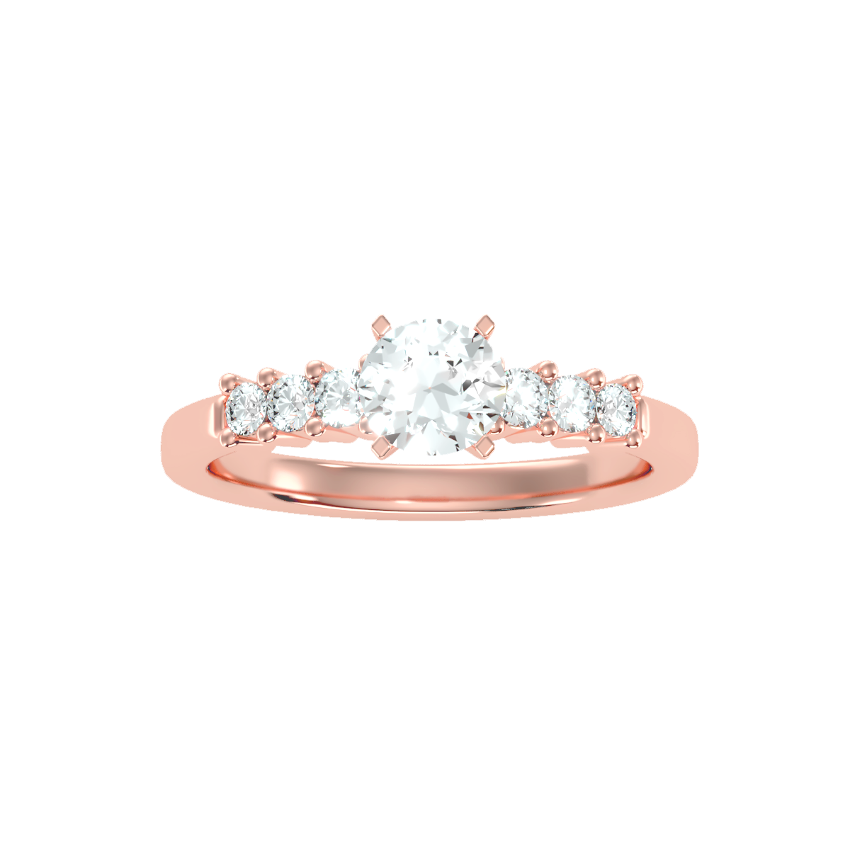 Solitaire ring with accent stones .87 ct