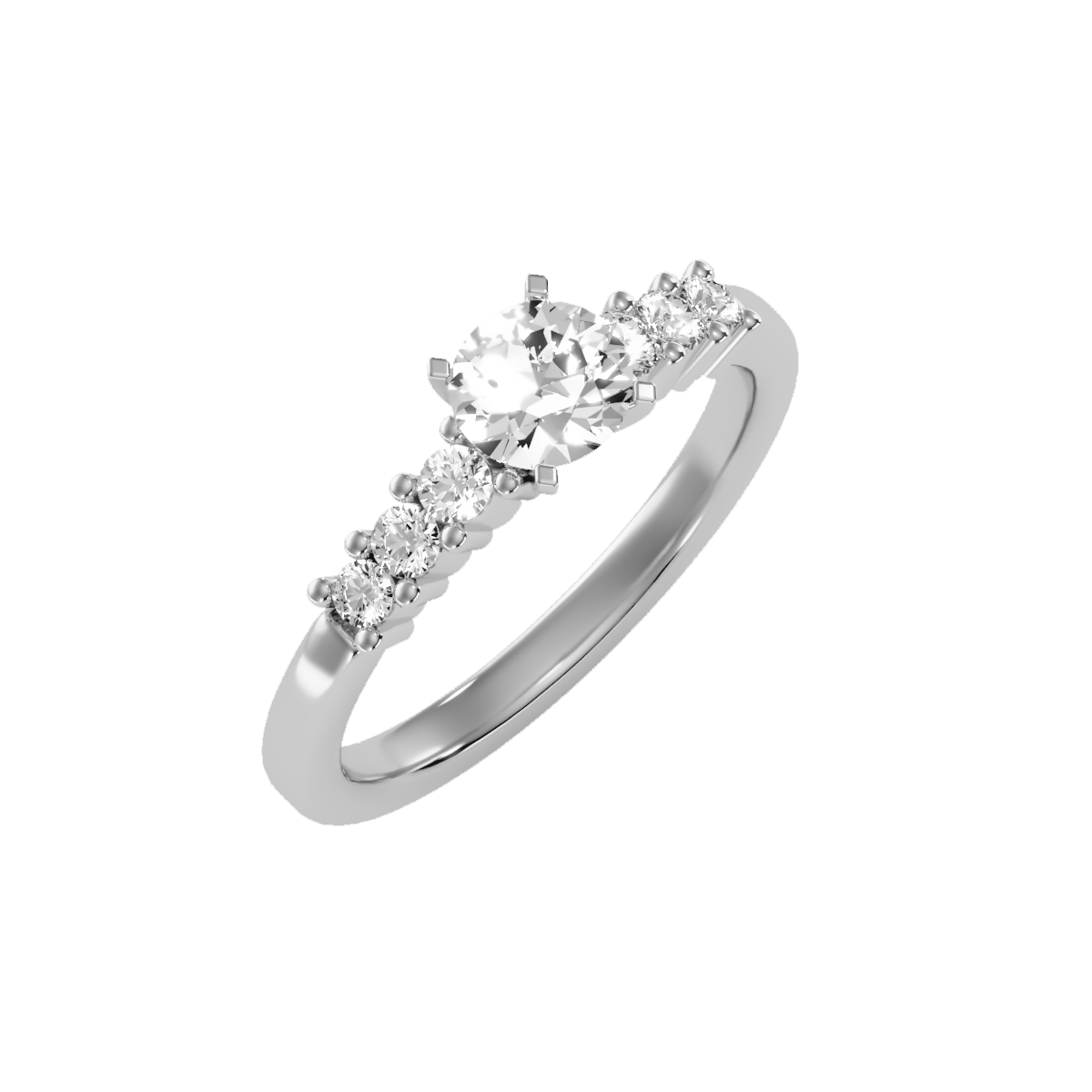 Solitaire ring with accent stones .87 ct