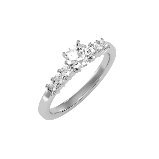 Solitaire ring with accent stones .87 ct