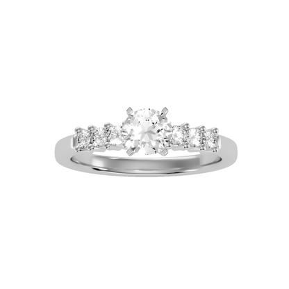 Solitaire ring with accent stones .87 ct