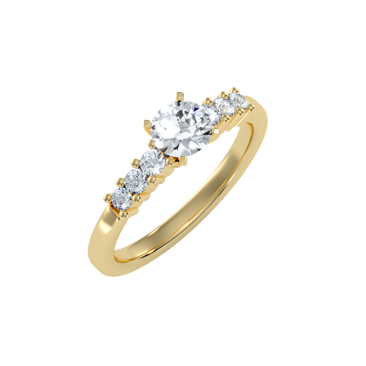 Solitaire ring with accent stones .87 ct