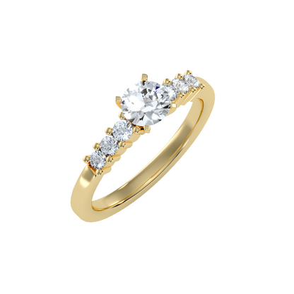 Solitaire ring with accent stones .87 ct
