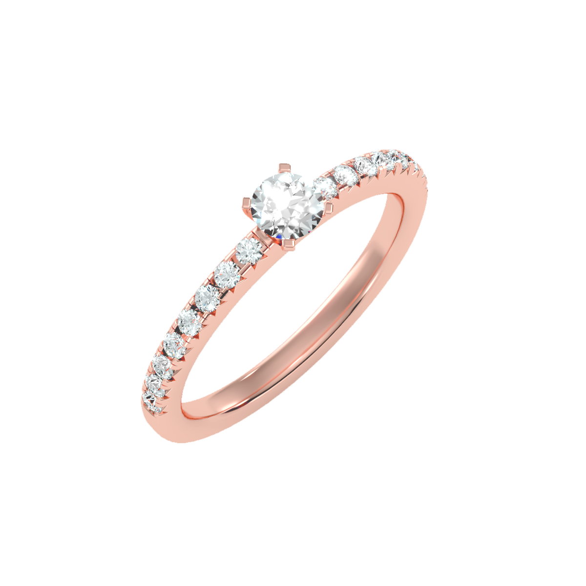 Solitaire ring with accent stones .55 ct