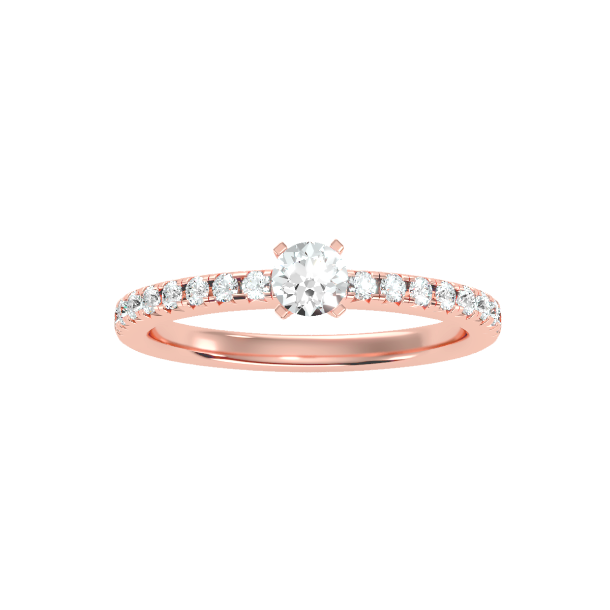 Solitaire ring with accent stones .55 ct