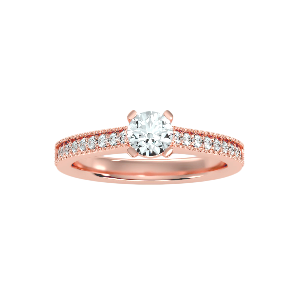Solitaire ring with accent stones .75 ct