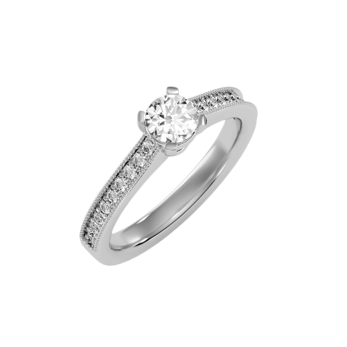 Solitaire ring with accent stones .75 ct