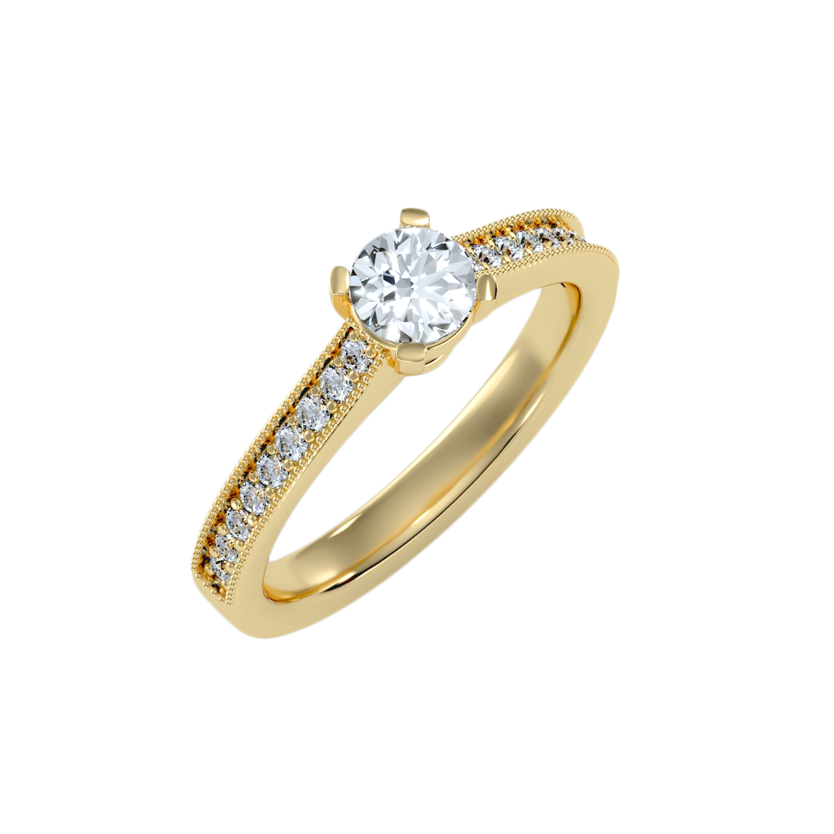 Solitaire ring with accent stones .75 ct