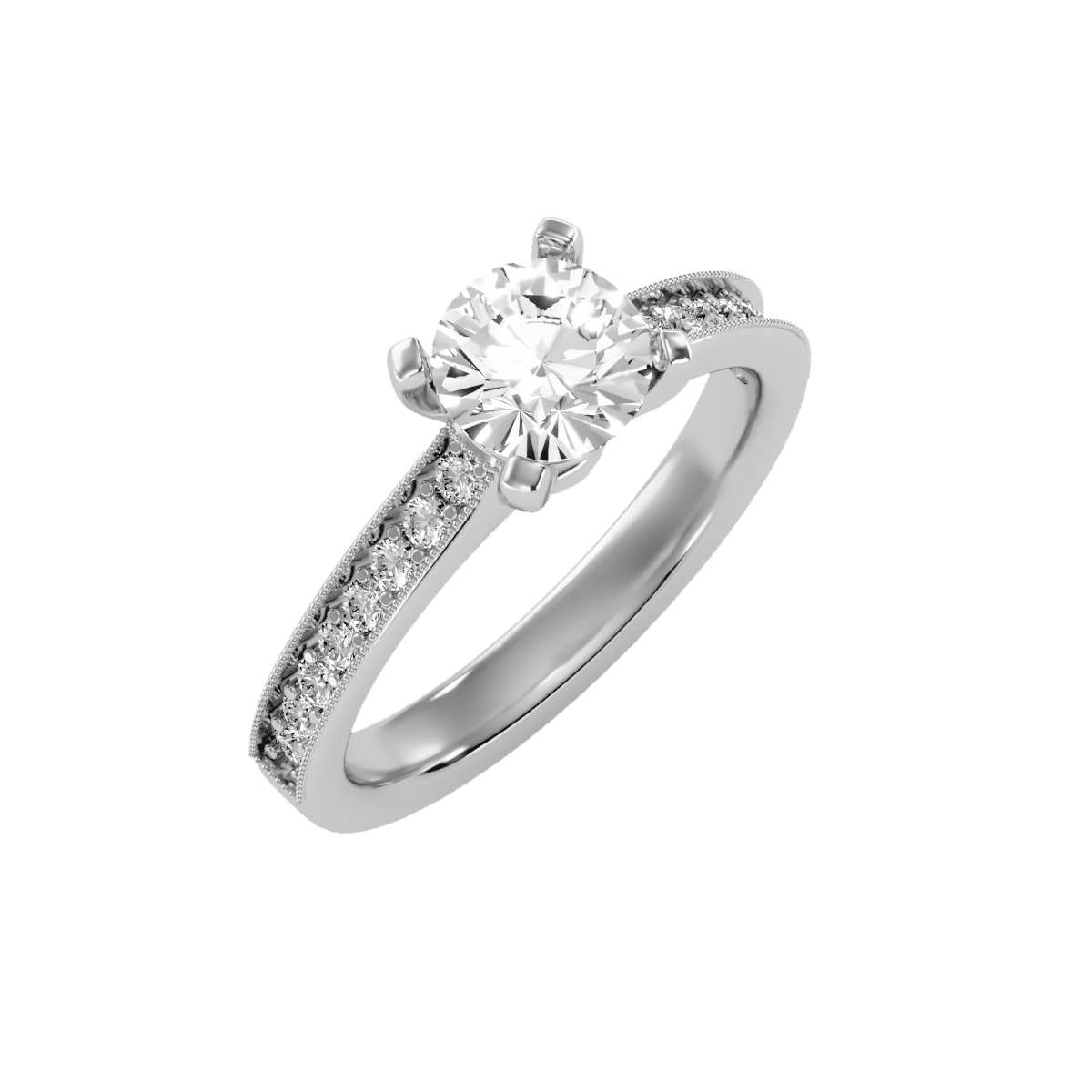 Solitaire ring with accent stones 1.10 ct
