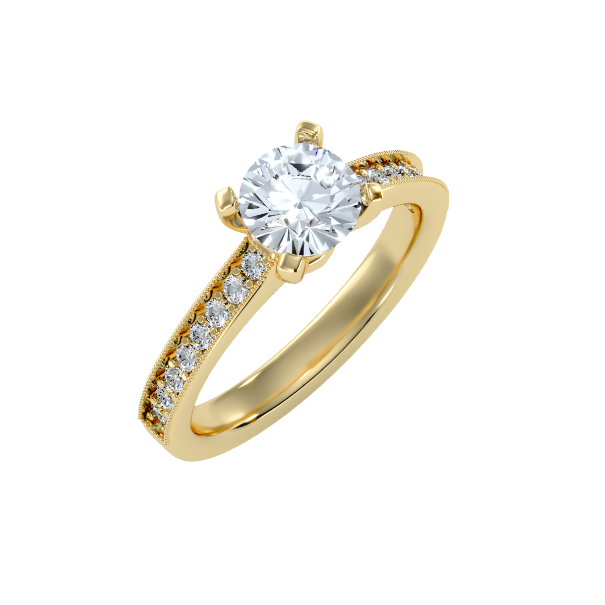 Solitaire ring with accent stones 1.10 ct