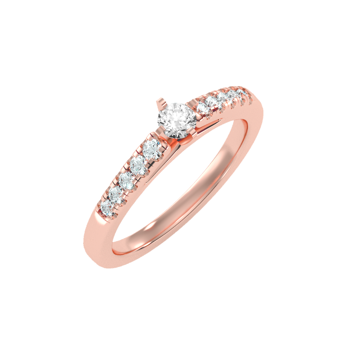 Solitaire ring with accent stones .42 ct