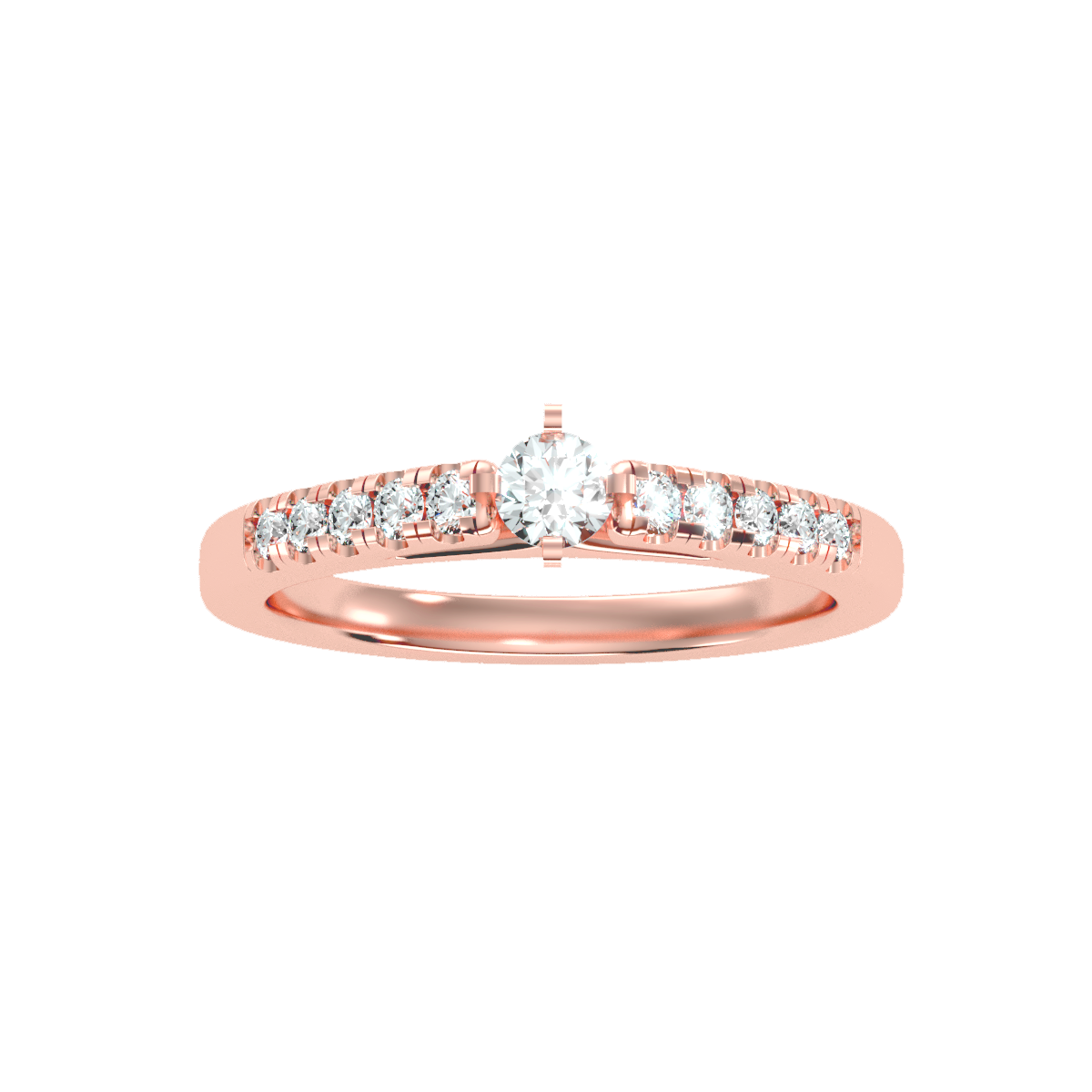 Solitaire ring with accent stones .42 ct