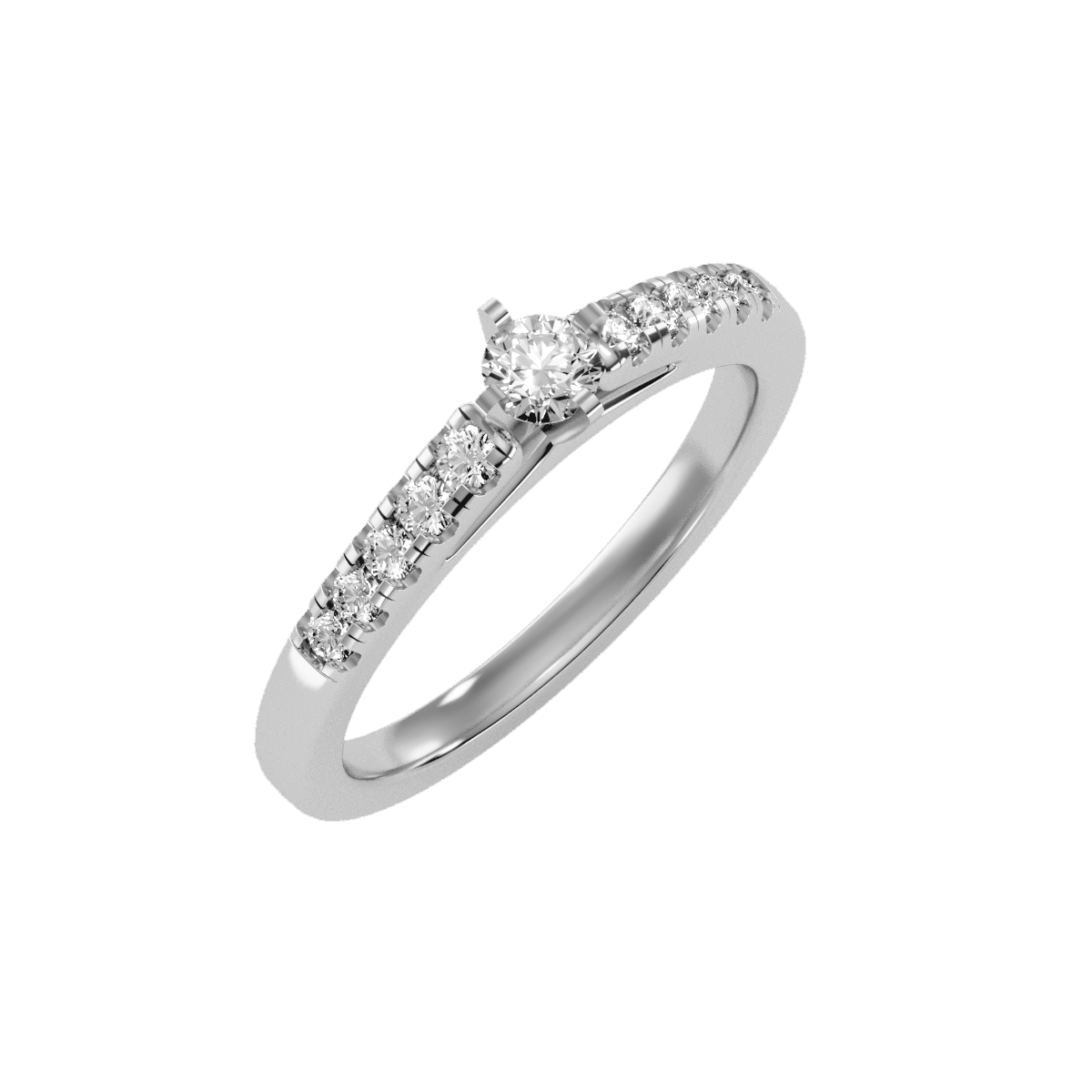 Solitaire ring with accent stones .42 ct