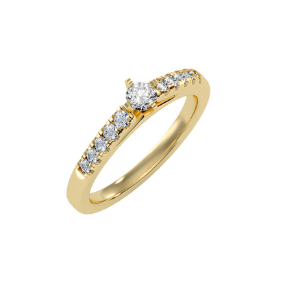 Solitaire ring with accent stones .42 ct