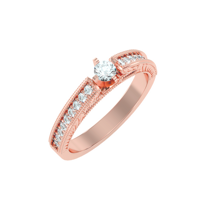 Solitaire ring with accent stones .48 ct