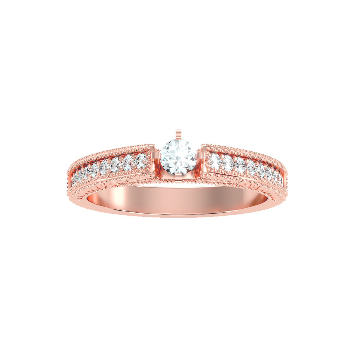 Solitaire ring with accent stones .48 ct