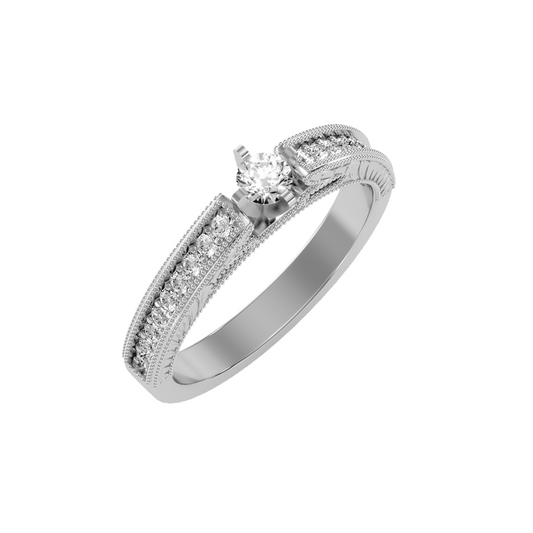 Solitaire ring with accent stones .48 ct