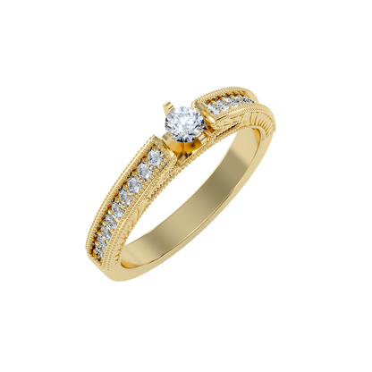 Solitaire ring with accent stones .48 ct