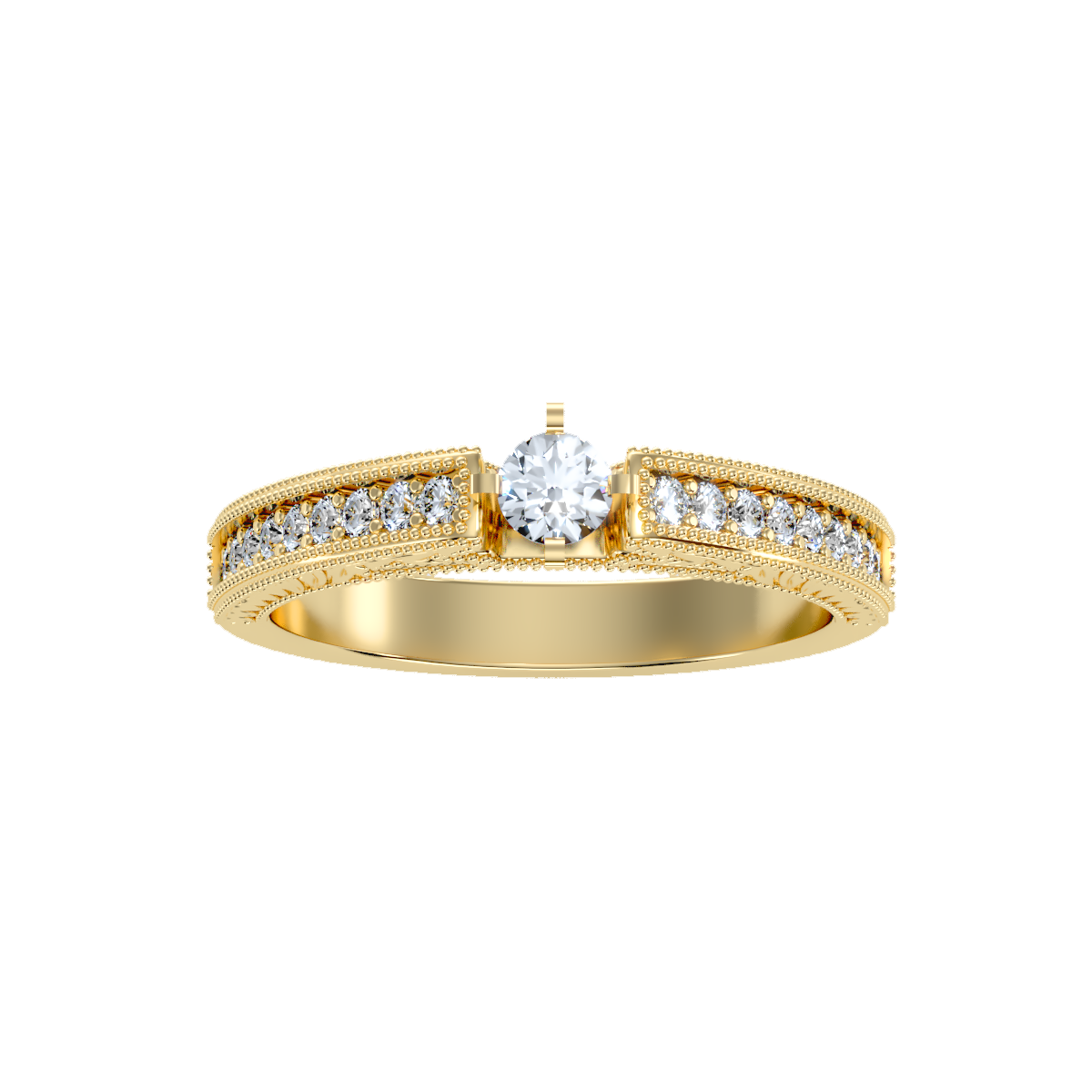 Solitaire ring with accent stones .48 ct