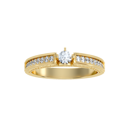 Solitaire ring with accent stones .48 ct