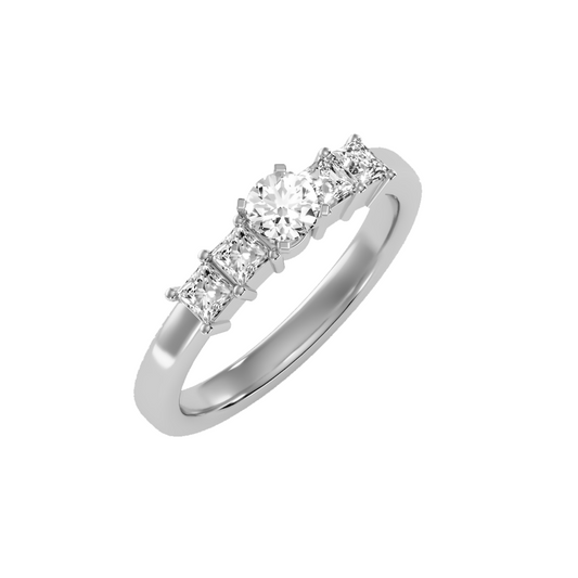 Solitaire ring with accent stones .83 ct