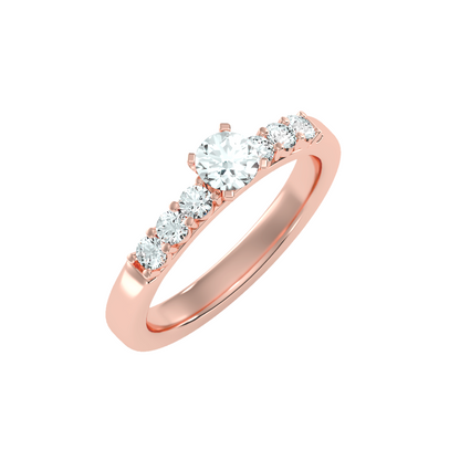 Solitaire ring with accent stones .74 ct