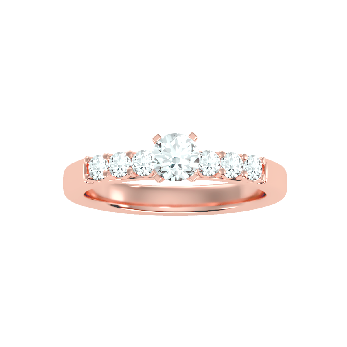 Solitaire ring with accent stones .74 ct