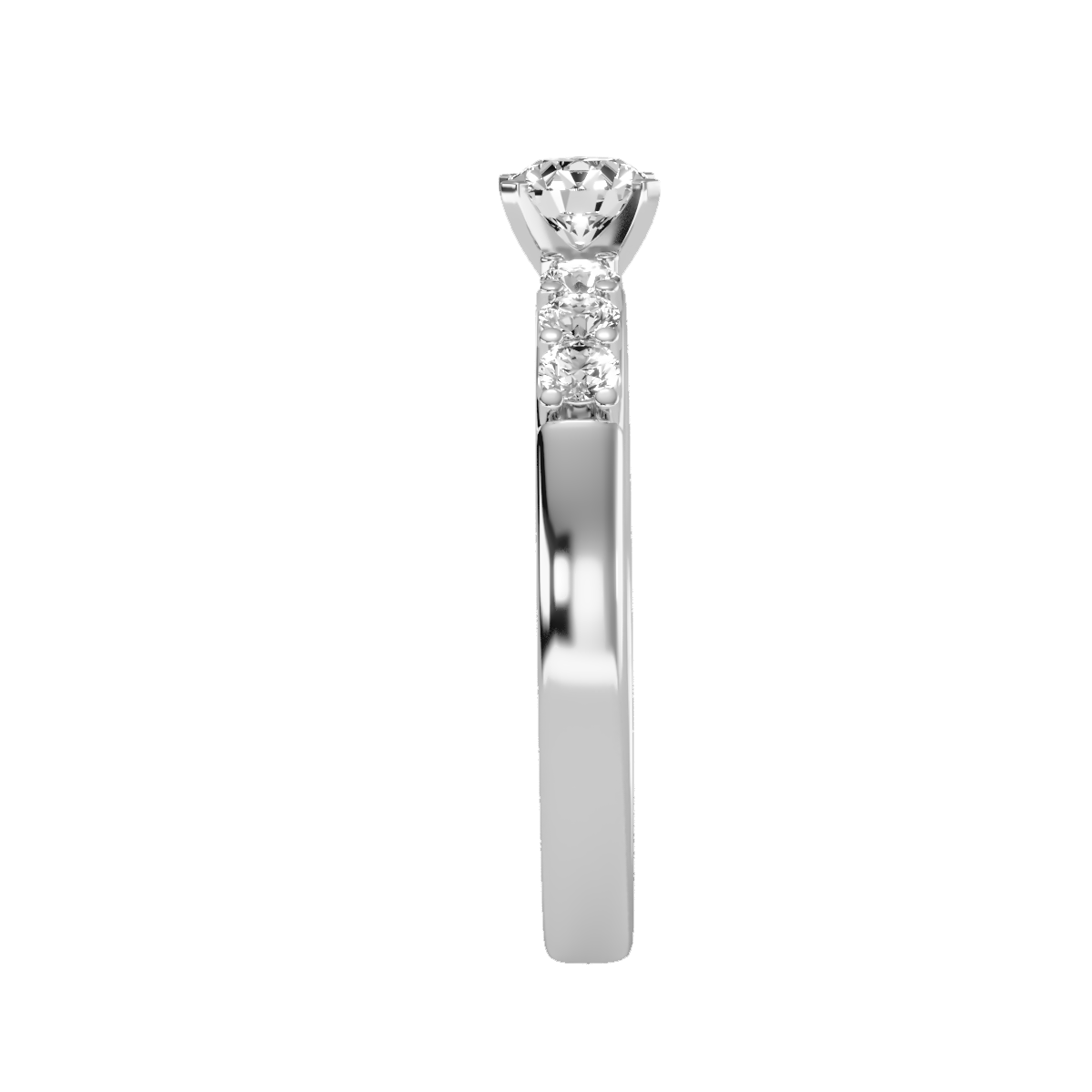 Solitaire ring with accent stones .74 ct