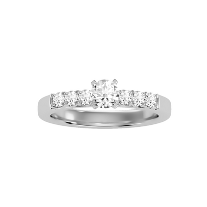 Solitaire ring with accent stones .74 ct