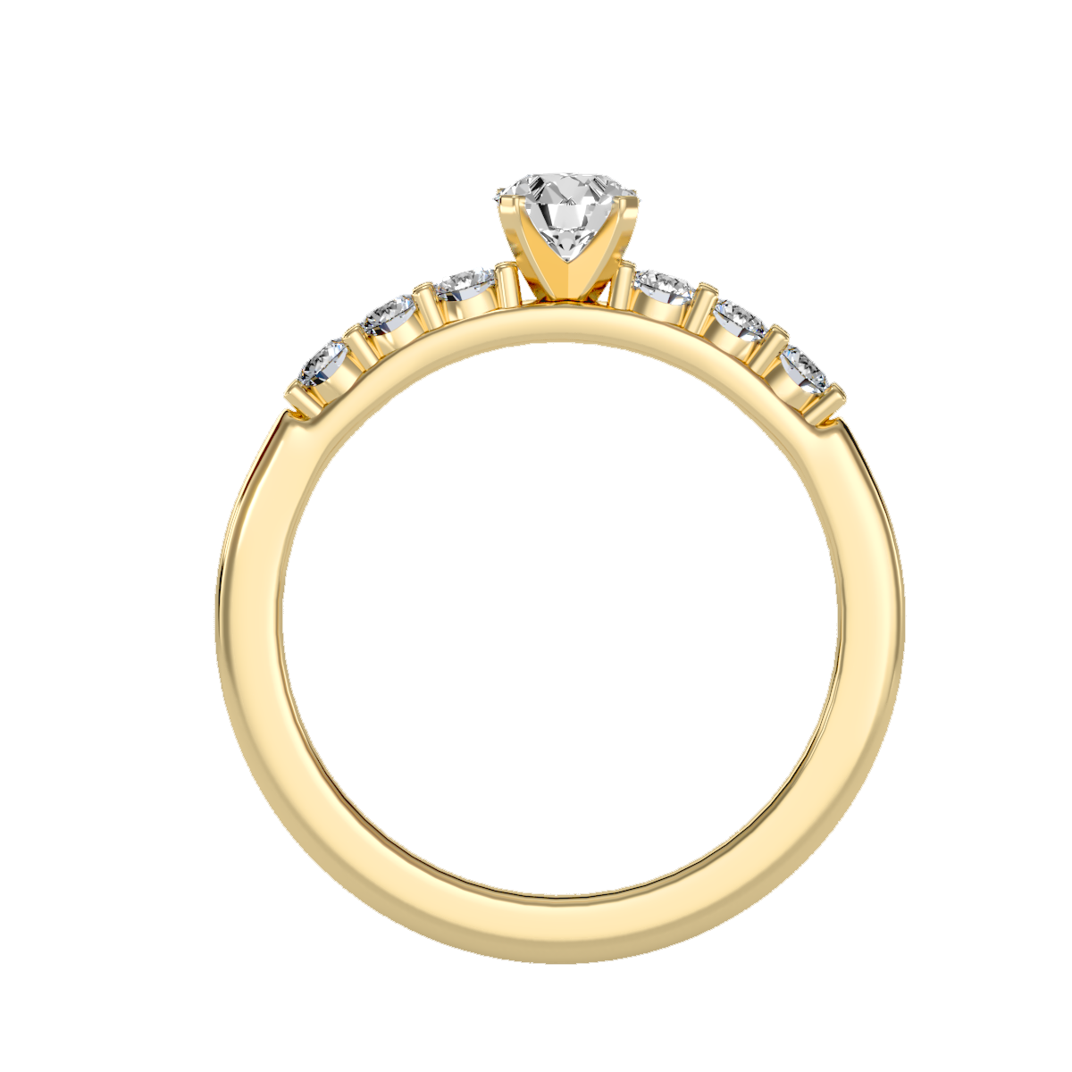 Solitaire ring with accent stones .74 ct
